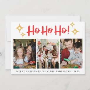 Elegant Minimal Christmas Modern Family 3 Photo Holiday Card