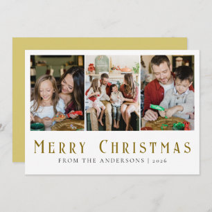 Elegant Minimal Christmas   Modern Family 3 Photo Holiday Card
