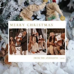 Elegant Minimal Christmas   Modern Family 3 Photo Holiday Card