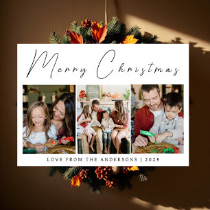Elegant Minimal Christmas   Modern Family 3 Photo  Holiday Card