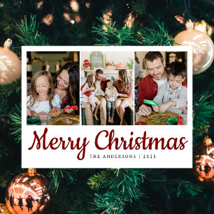 Elegant Minimal Christmas   Modern Family 3 Photo  Holiday Card