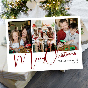 Elegant Minimal Christmas   Modern Family 3 Photo  Holiday Card