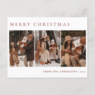 Elegant Minimal Christmas   Modern Family 3 Photo  Holiday Postcard
