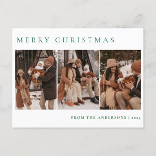 Elegant Minimal Christmas   Modern Family 3 Photo  Holiday Postcard