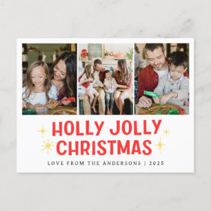 Elegant Minimal Christmas   Modern Family 3 Photo  Holiday Postcard