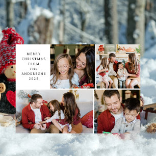 Elegant Minimal Christmas   Modern Family 4 Photo  Holiday Card