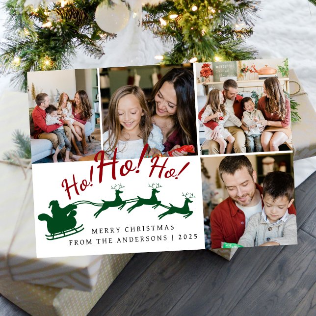 Elegant Minimal Christmas | Modern Family 4 Photo  Holiday Card (Creator Uploaded)
