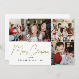 Elegant Minimal Christmas   Modern Family 4 Photo  Holiday Card