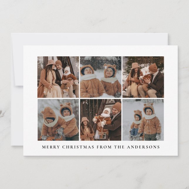 Elegant Minimal Christmas | Modern Family 6 Photo Holiday Card (Front)
