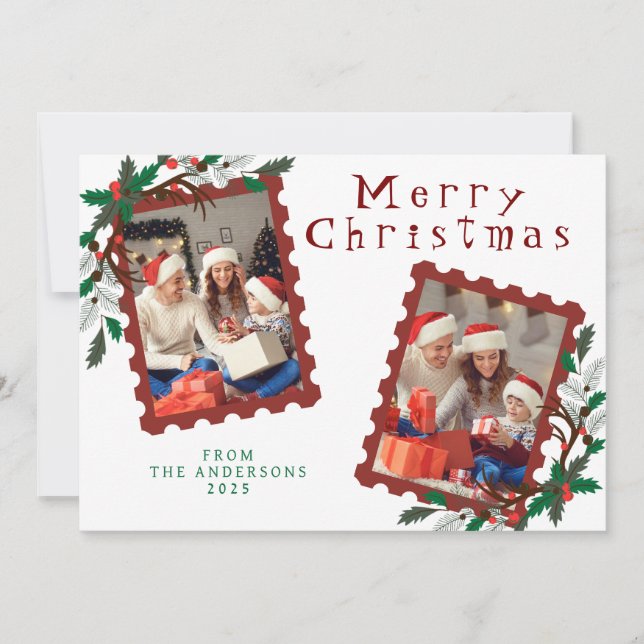 Elegant Minimal Christmas | Modern Family Photo Holiday Card (Front)