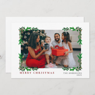 Elegant Minimal Christmas Modern Family Portrait Holiday Card