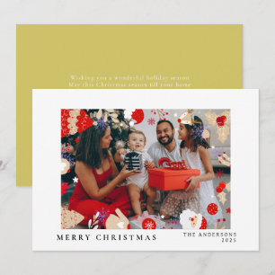 Elegant Minimal Christmas Modern Family Portrait Holiday Card