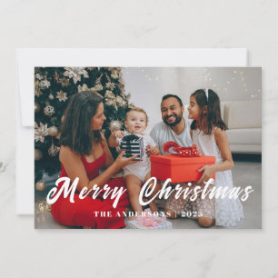 Elegant Minimal Christmas Modern Family Portrait Holiday Card