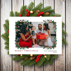 Elegant Minimal Christmas Modern Family Portrait Holiday Card