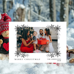 Elegant Minimal Christmas Modern Family Portrait Holiday Card