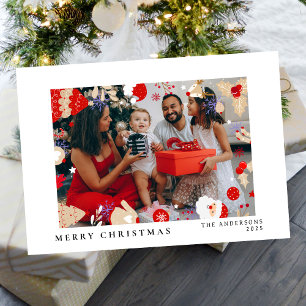 Elegant Minimal Christmas Modern Family Portrait Holiday Card