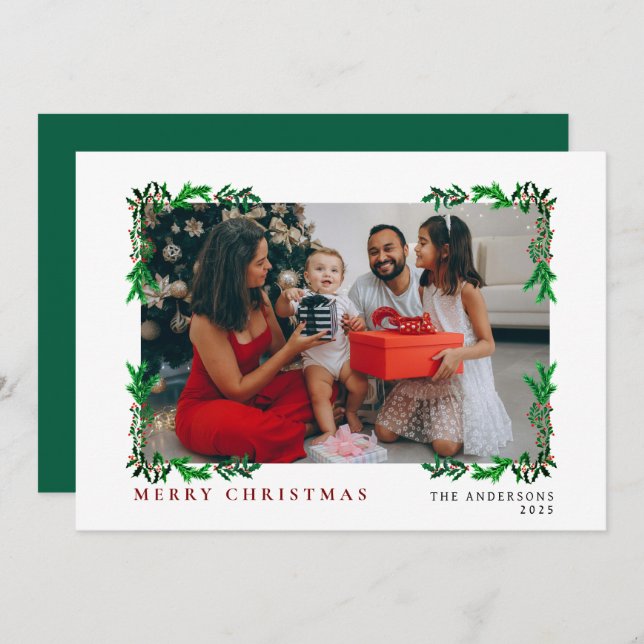 Elegant Minimal Christmas | Modern Family Portrait Holiday Card (Front/Back)