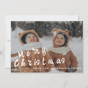Elegant Minimal Christmas Modern Family Portrait Holiday Card