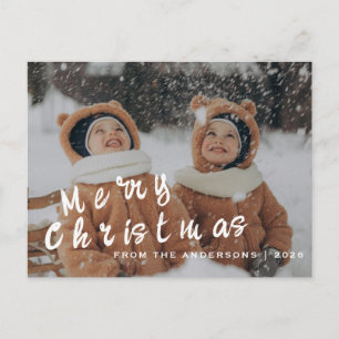 Elegant Minimal Christmas   Modern Family Portrait Holiday Postcard