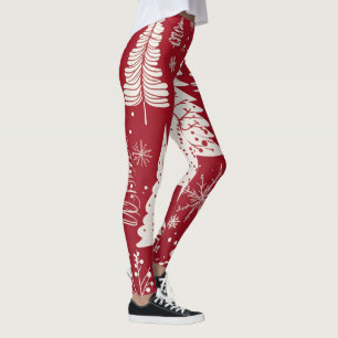 Elegant Minimal Christmas Tree Holiday Pattern  Leggings