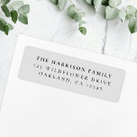 Elegant Minimal Classic Dove Grey Return Address<br><div class="desc">A stylish minimal return address label with classic typography in black on a clean simple minimalist dove grey background. The text can be easily customised for a personal touch. A simple,  minimalist and contemporary design to stand out from the crowd!</div>