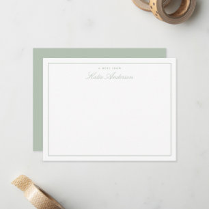 Elegant Minimal Classic Script Sage Green 4.25x5.5 Card