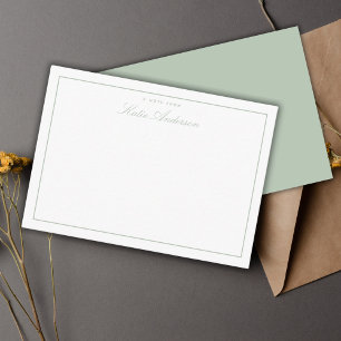Elegant Minimal Classic Script Sage Green Card