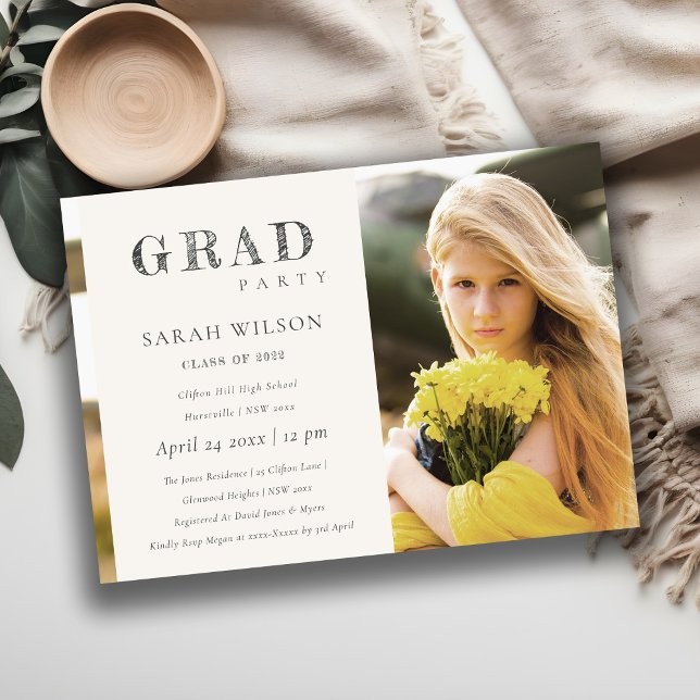 Elegant Minimal Clean Photo Graduation Party Invitation (Creator Uploaded)