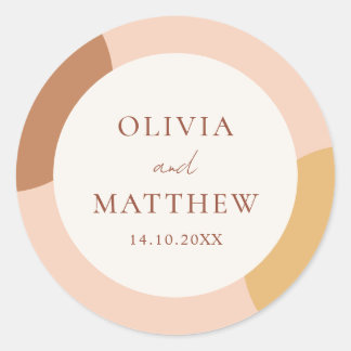 Elegant Minimal Colorful Boho Retro Arches Wedding Classic Round Sticker