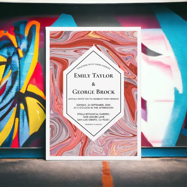 Elegant Minimal Colourful Lava Abstract Wedding Invitation (Creator Uploaded)