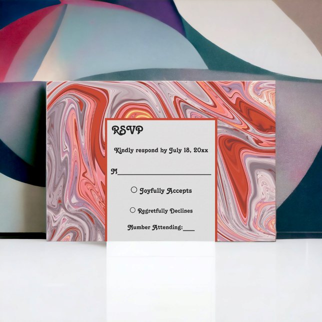 Elegant Minimal Colourful Lava Abstract Wedding RSVP Card (Creator Uploaded)