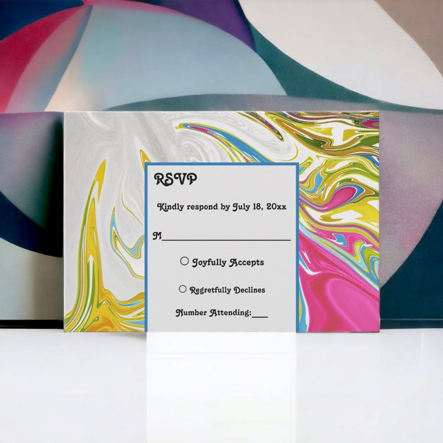 Elegant Minimal Colourful Painting Abstract Weddin RSVP Card (Creator Uploaded)