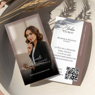 Elegant Minimal Consulting Coach Photo QR Code Business Card