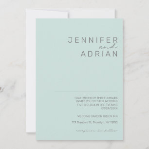 Elegant Minimal Cool Mint Modern Simple Wedding  Invitation