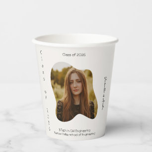 Elegant minimal Cream & sage Green Graduation Paper Cups