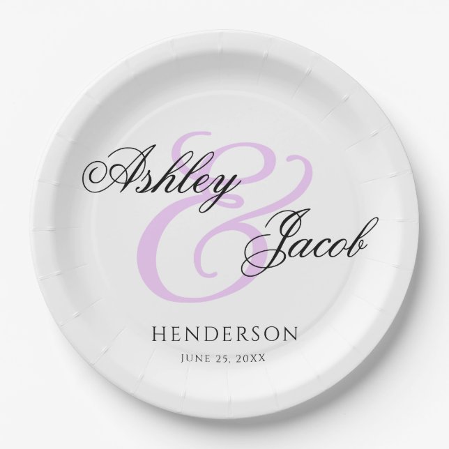 Elegant Minimal Custom Name Wedding Plates (Front)