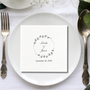 Elegant Minimal Custom Rustic Leaf Wedding Paper Napkin