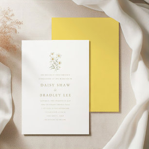 Elegant Minimal Daisy Floral Wedding Invitation