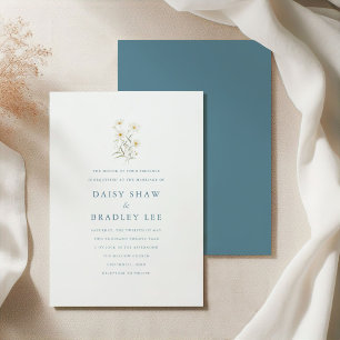 Elegant Minimal Daisy Floral Wedding Invitation
