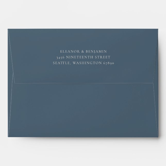 Elegant Minimal Dark Blue Matching Return Address Envelope (Back (Top Flap))