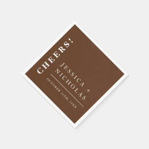 Elegant Minimal Dark Brown Modern Wedding Napkin