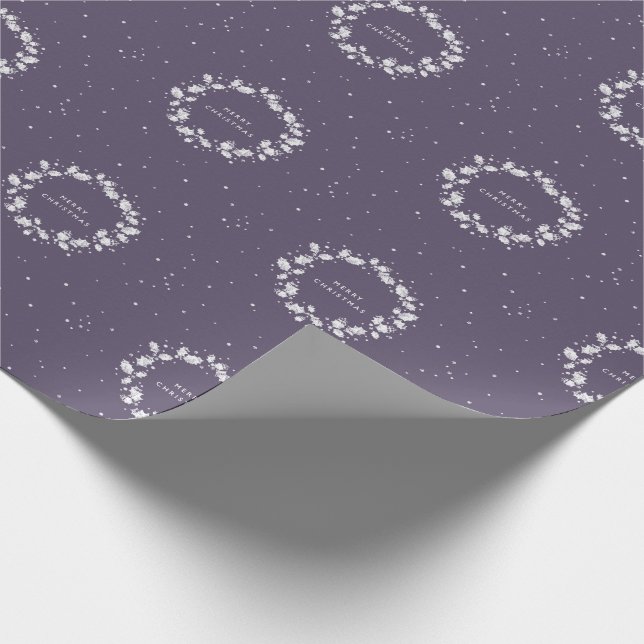 Elegant Minimal Dark Purple Christmas Holly Wreath Wrapping Paper (Corner)