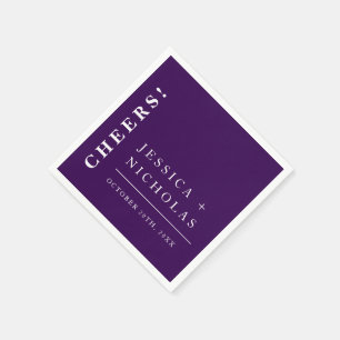 Elegant Minimal Dark Purple Modern Wedding Napkin