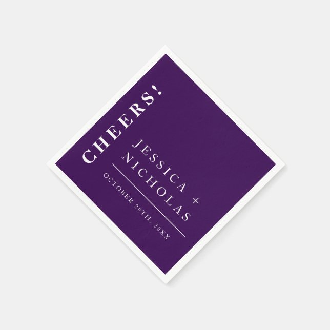 Elegant Minimal Dark Purple Modern Wedding Napkin (Corner)