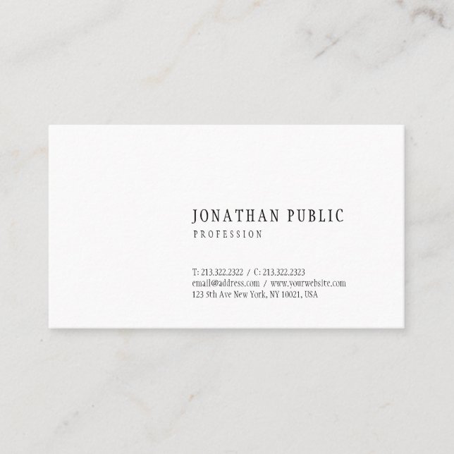 Elegant Minimal Design Template Modern Trendy Business Card (Front)