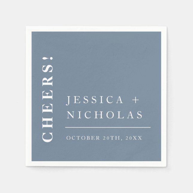 Elegant Minimal Dusty Blue Modern Wedding Napkin (Front)