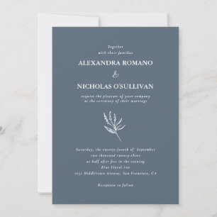 Elegant Minimal Dusty Blue Palette Wedding Invitation