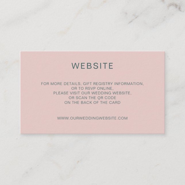 Elegant minimal dusty pink QR Code website Enclosure Card (Front)