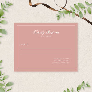 Elegant Minimal Dusty Rose Border Script Wedding RSVP Card