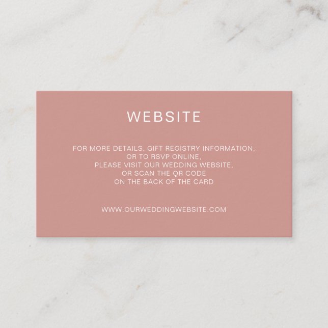 Elegant minimal dusty rose QR Code website Enclosure Card (Front)